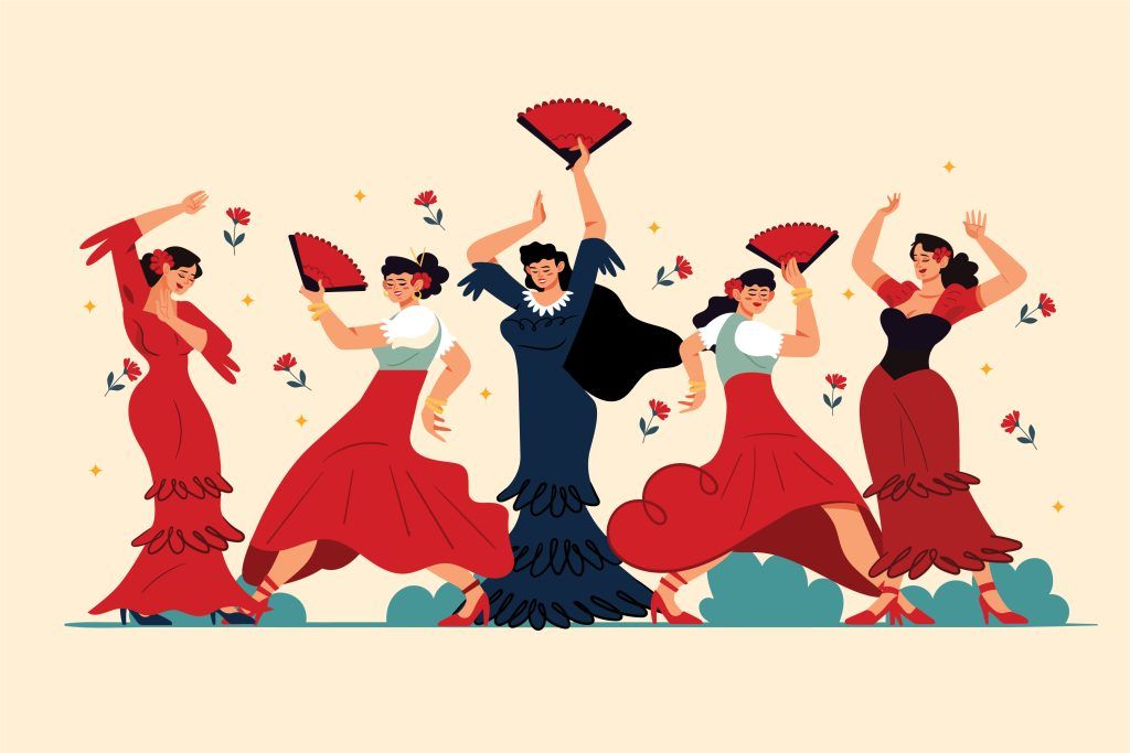 Mujeres con trajes de flamenca. Alquilar un trastero para la Feria de Abril en Sevilla. Guardar trajes de flamenca y todas tus pertenencias